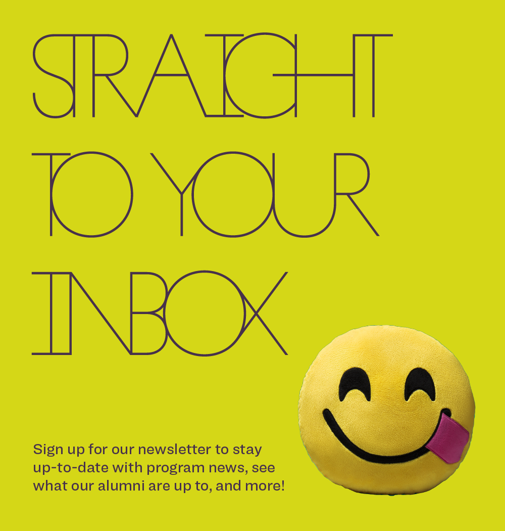 Yellow background with plush smiley icon that reads 'Straight to your inbox'.